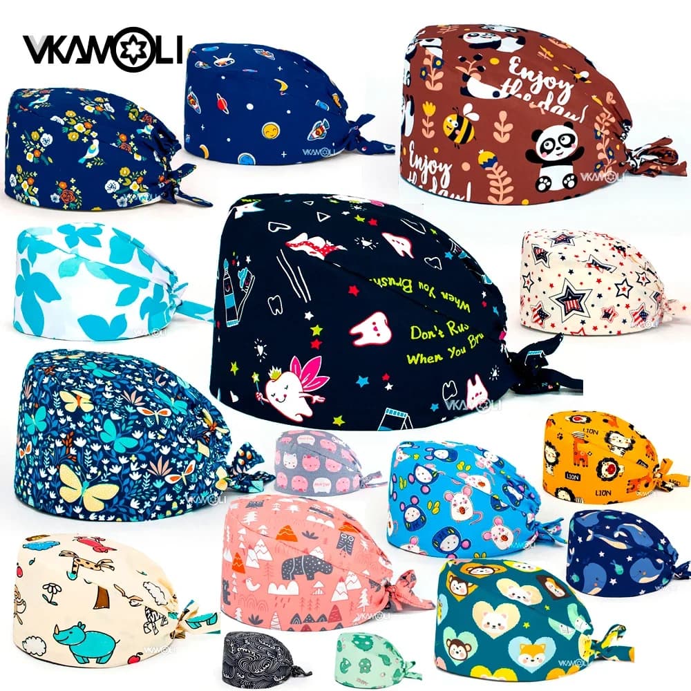 Chapeau doux unisexe avec impression de tête d'infirmière, générateurs de serviettes rondes, anti-saleté, bonnet en pur coton, bonnet de gIslande d'allaitement, accessoires, prix de gros