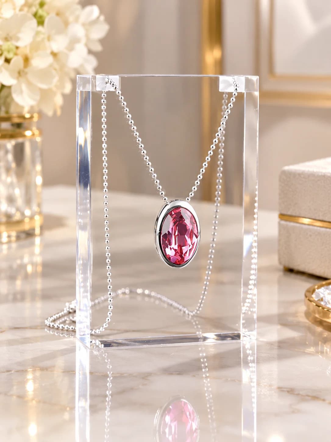 Présentoir de pendentif de collier, chaîne transparente en acrylique solide, support de présentation de bijoux, vitrine, étagère d'accessoires de photographie