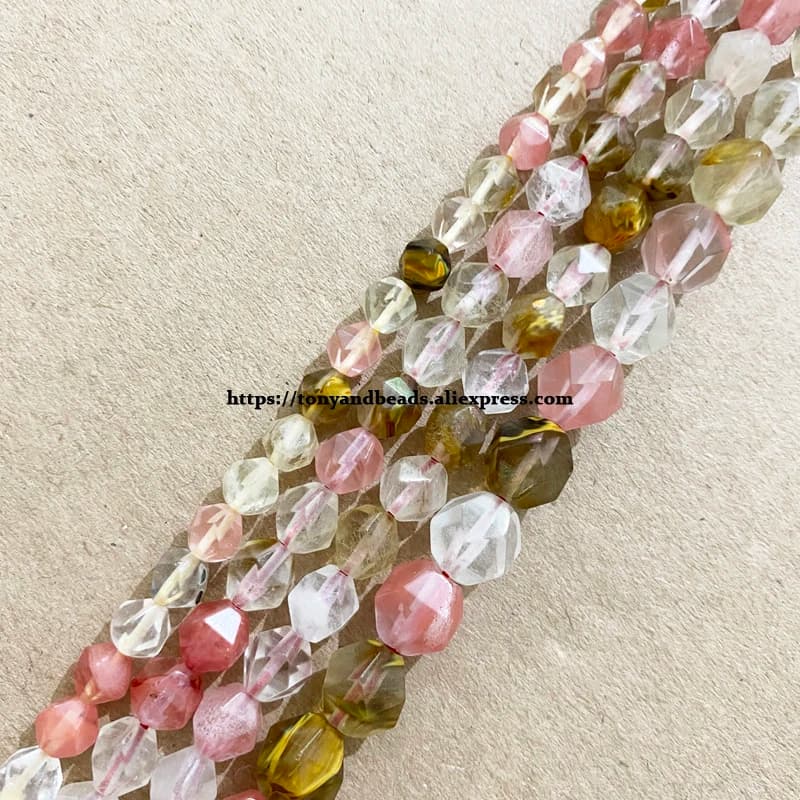 Perles rondes en pierre naturelle, grosses coupes à facettes, Quartz cerise volcanique, en vrac, taille au choix 6 8 10mm, 15 pouces