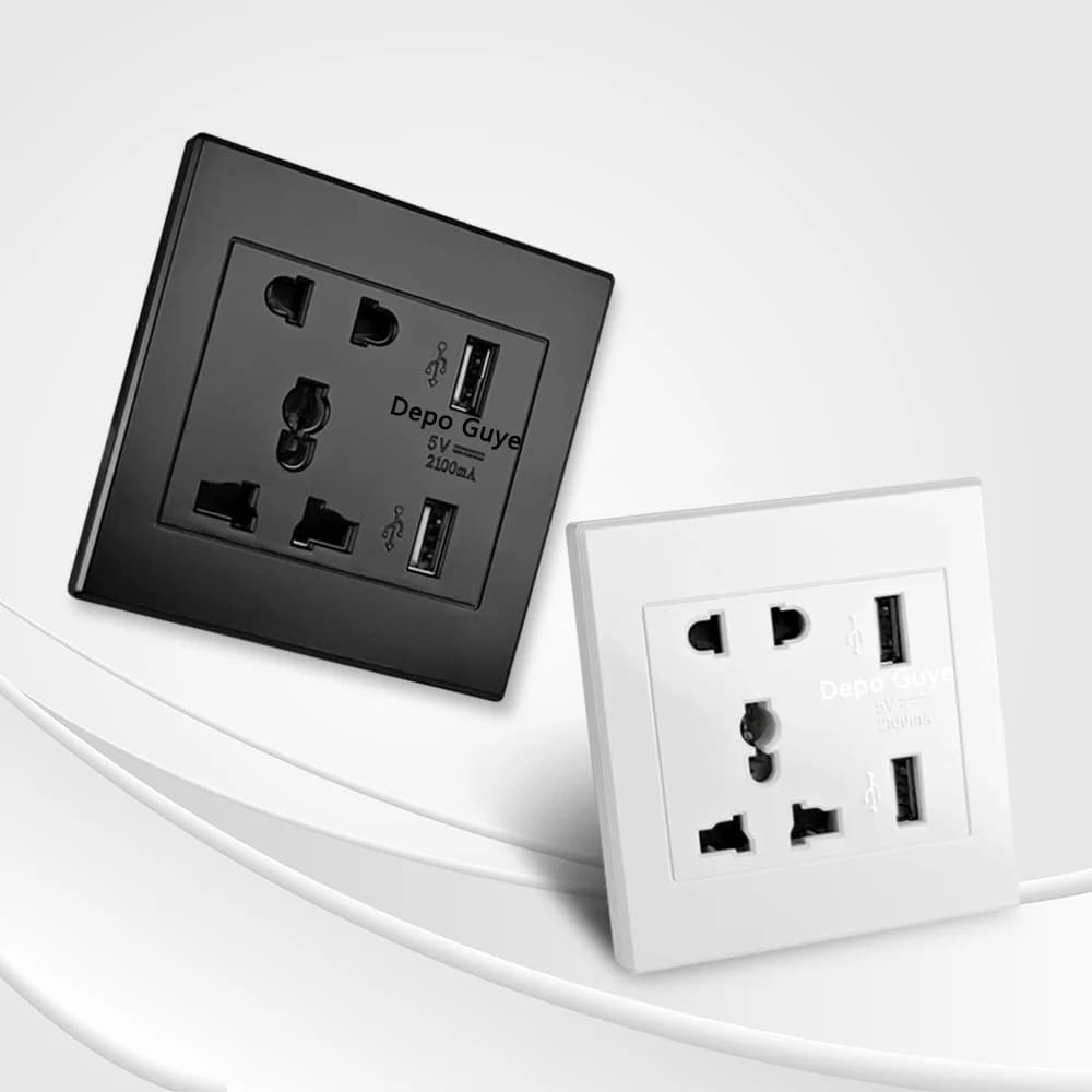 DepoGuye AC 110-250V panneau de prise Standard britannique, chargeur de téléphone portable double USB 5V 2.1A prise de courant universelle internationale 86mm