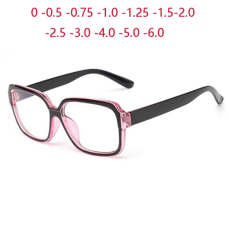 Lunettes polygonales en plastique pour femmes et hommes, lunettes à courte vue, cadre noir et rouge, étudiant, myopie, délinquants, dioptrie, 0 -0.5 -0.75 à-6