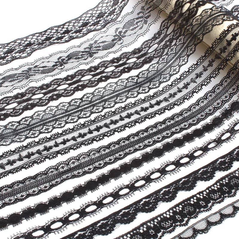 Garnitures en dentelle noire en Polyester, 10 mètres/lot, bricolage, artisanat de fête de mariage, embellissement de vêtement, ruban d'emballage de fleurs, ruban en tissu à coudre