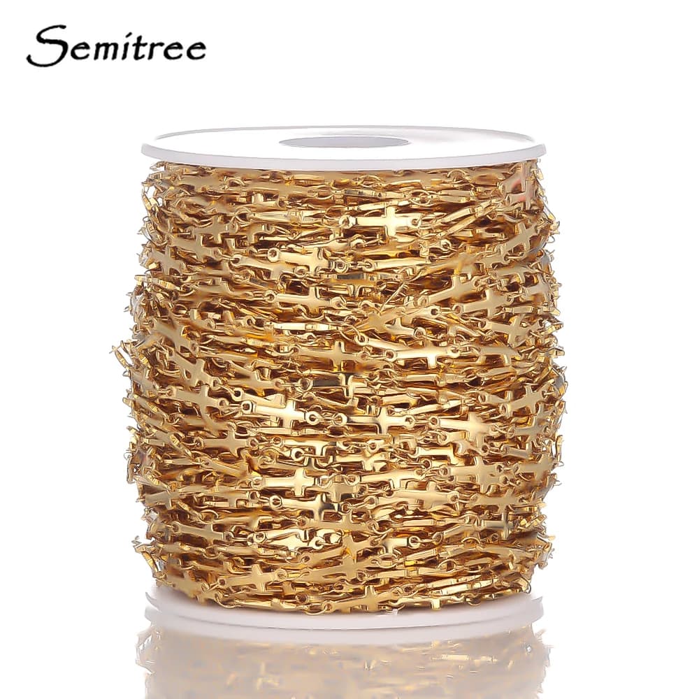 Chaînes croisées en acier inoxydable de 1 mètre, pour la fabrication de bijoux, composants de collier, accessoires artisanaux, chaînes de corps en vrac faites à la main