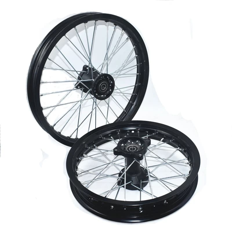 Jantes Avant et Arrière en Alliage d'Aluminium, Moyeu Noir pour KLX CRF Kayo BSE D343 Pit Bike Moto, 1.60-17 Pouces, 1.85-14 Pouces