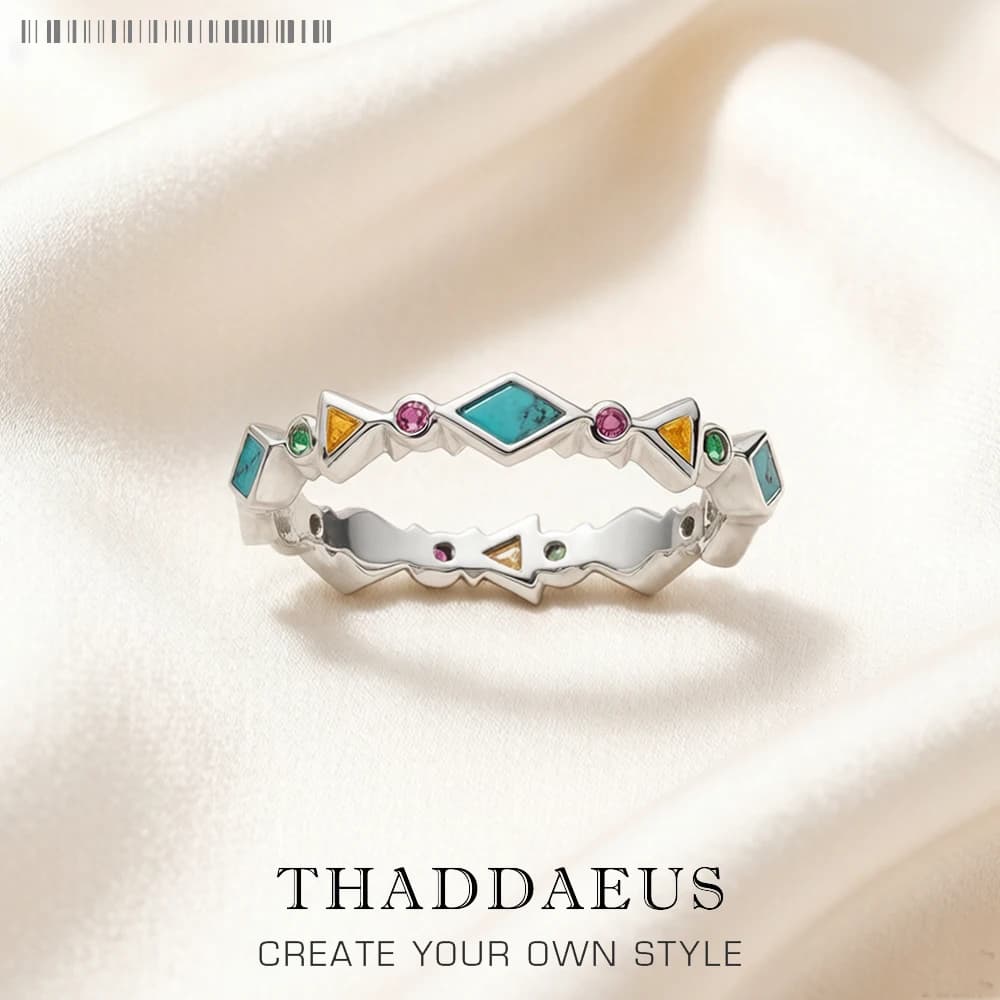 Bague pierres colorées paradisques, Turquoise européenne, bijoux fins en argent Sterling 925 pour femmes, tout nouveau cadeau bohème d'été