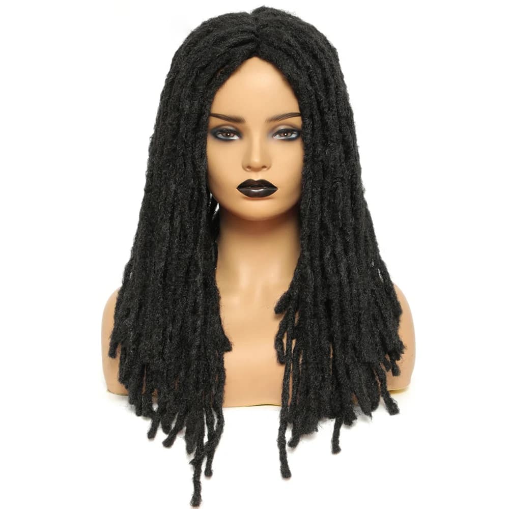 Perruque Dreadlock Synthétique Longue et Lisse pour Femme ou Homme, Tresses au Crochet, Noir, Usage de ix, 03/ou