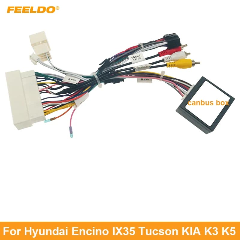 Adaptateur de Calbe avec boîte Canbus pour Hyundai Encino IX35 Tucson KIA K3, câble de prise stéréo, lecteur DVD, Audio de voiture, 16 broches