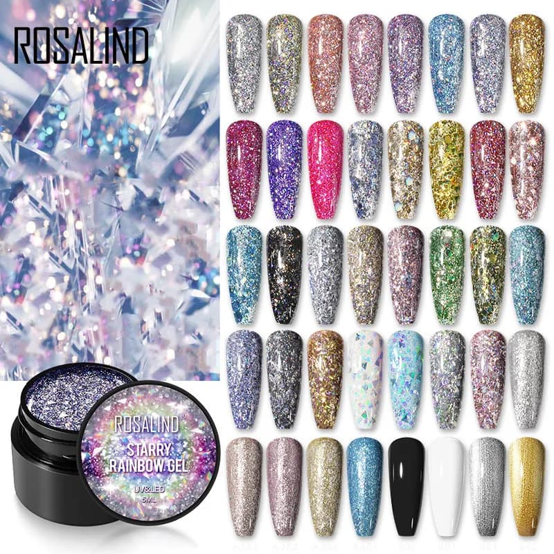ROSALIND vernis à ongles Gel vernis Semi-permanent UV paillettes peinture brillant Gel Base manteau conseils Poly Kit pour décorations Nail Art