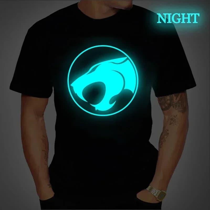ThunderCat T-shirt lumineux hommes mode décontracté à manches courtes col rond hauts hommes vêtements Hipster brillant ThunderCat T-shirt