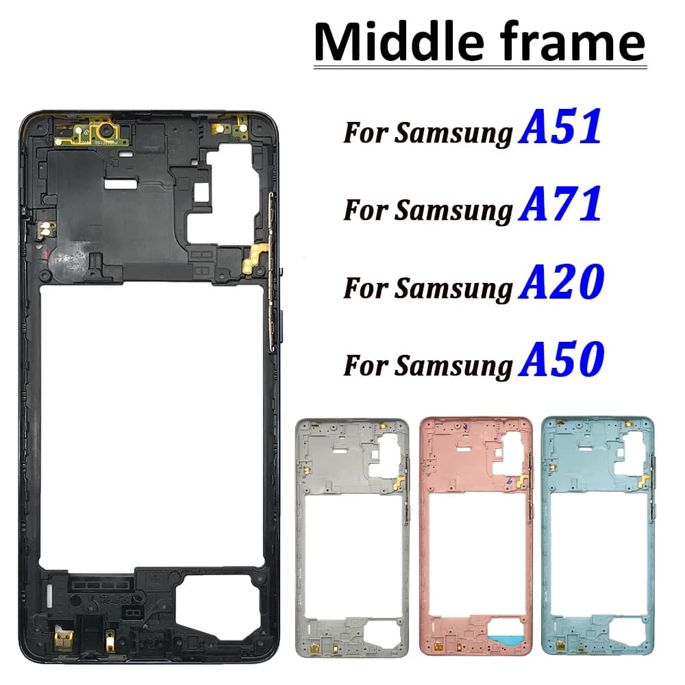 Nouveau boîtier de cadre central pour téléphone Samsung A51 A515F A71 A715F A20 A50, plaque centrale, boîtier arrière, couvercle arrière
