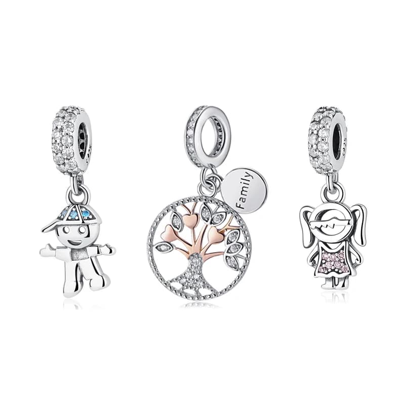 Breloques originales en argent Sterling 925, arbre généalogique, amour, cœur, maman, pendentif, perles adaptées aux Bracelets de marque, colliers pour femmes, bijoux à faire soi-même