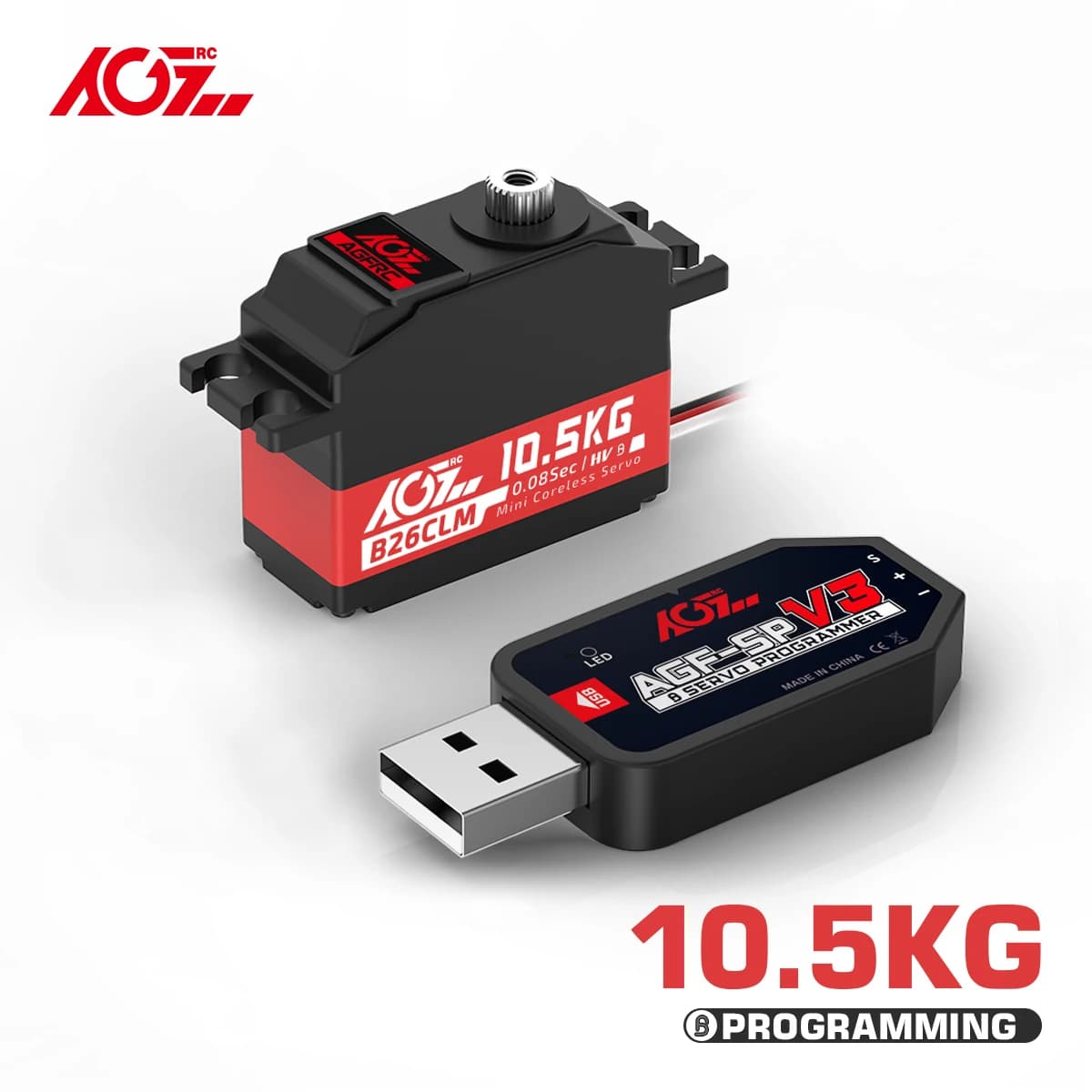 AGFRC B26CLM couple élevé 10.5KG vitesse rapide 0.080sec engrenage en titane Mini taille HV DC Servo sans noyau pour 1/12 voitures RC hélicoptère bricolage