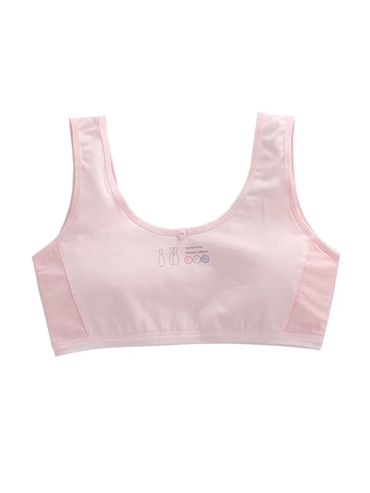 Soutien-gorge en maille de coton pur pour filles, sous-vêtements respirants d'été, étudiants en puberté, collège et lycée, KF931