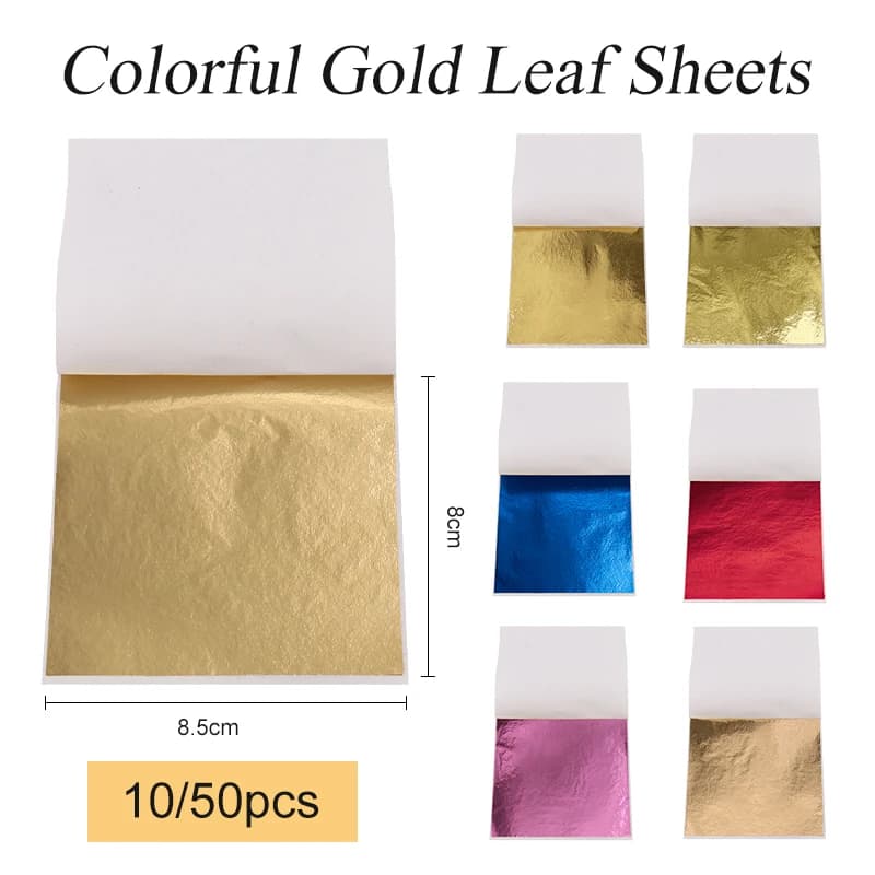 Feuilles d'imitation de feuilles d'or de Taiwan 8x8.5cm, papiers en aluminium de cuivre pour dorure, bricolage, artisanat d'art, décoration en papier de conception