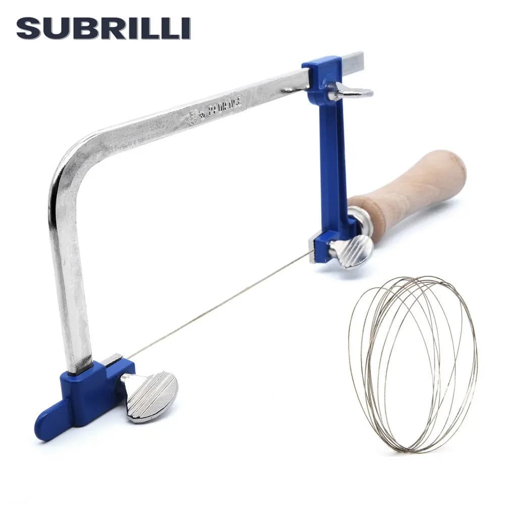 SUBRILLI-Cadre de Coping de Scie Réglable avec Fil Diamanté, Arc de Scie à Main en Forme de U pour le Travail du Bois, Outil de Coupe de Bricolage, Scie à Métal