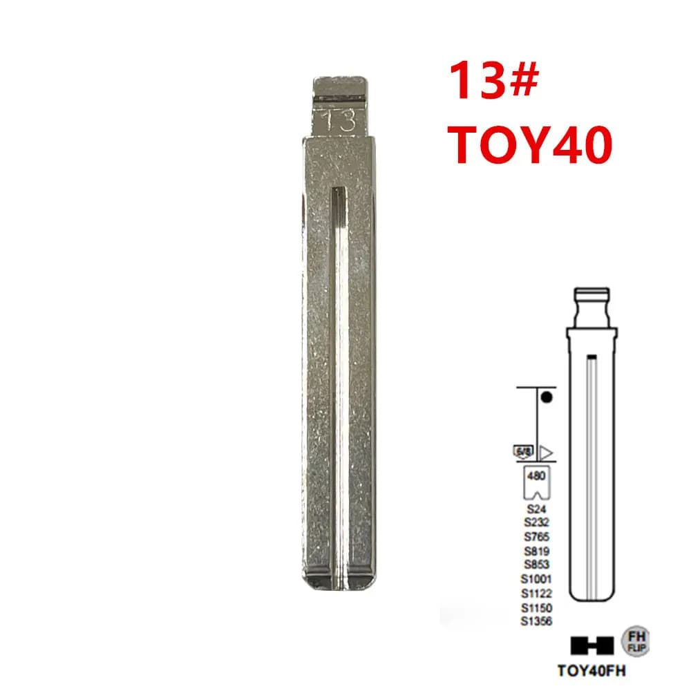 Lame de clé métallique rabattable non coupée, 10 pièces, 13 # TOY40 TOY48 Toy48FH pour Lexus,Toyota IX35 pour KD Keydiy Xhorse VVDI télécommande clé vierge No.13