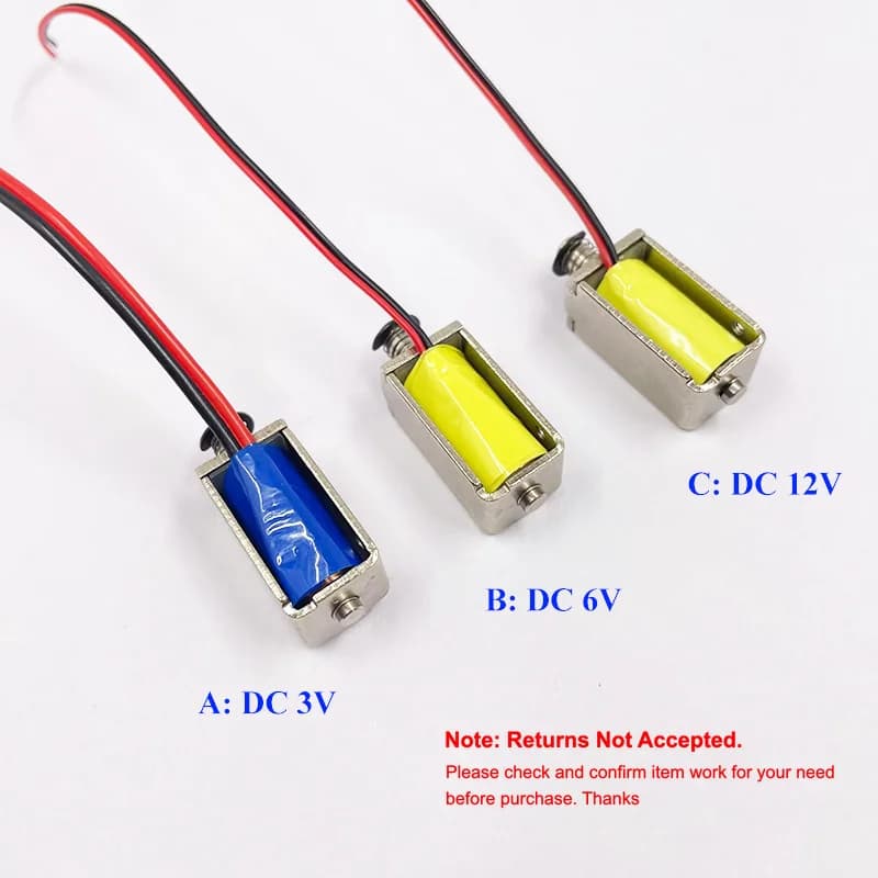 Mini bloc solénoïde électromagnétique DC 3V/ 5V/ 12V, solénoïde à travers le cadre push-pull, course de 4mm
