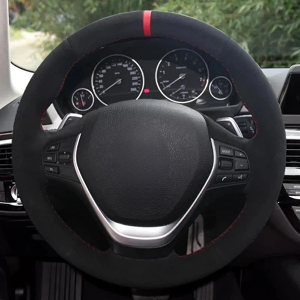 Housse de volant de voiture cousue à la main, en cuir véritable noir souple, daim, pour BMW F20 F21 F22 F23 F30 F31 F34 F32 F33 F36