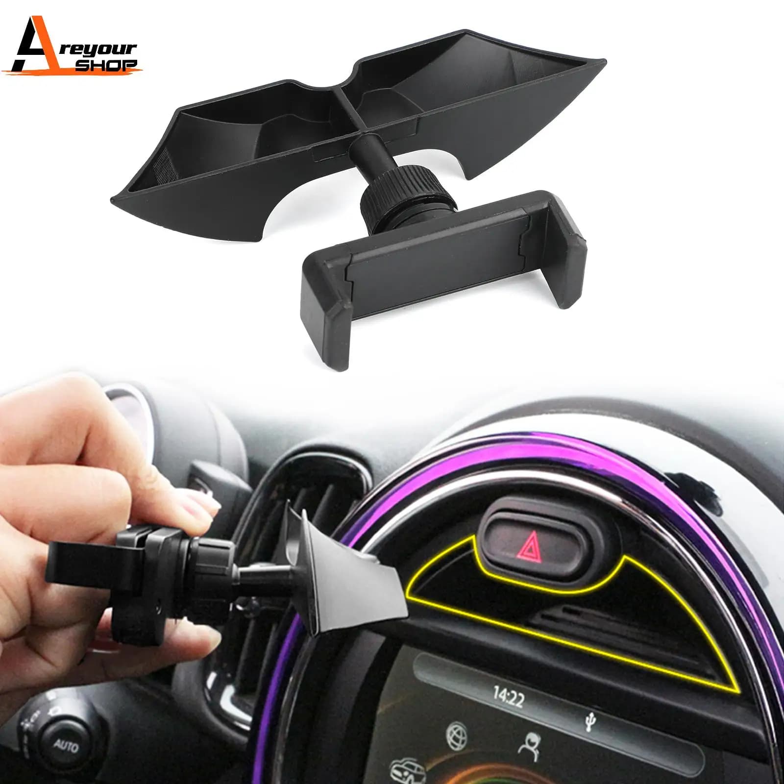 Areyourshop-Support de téléphone de voiture pour MINI Cooper, F54, F55, F56, F57, F60, Prada Board Slot Mount, Auto Interior, Accessoires