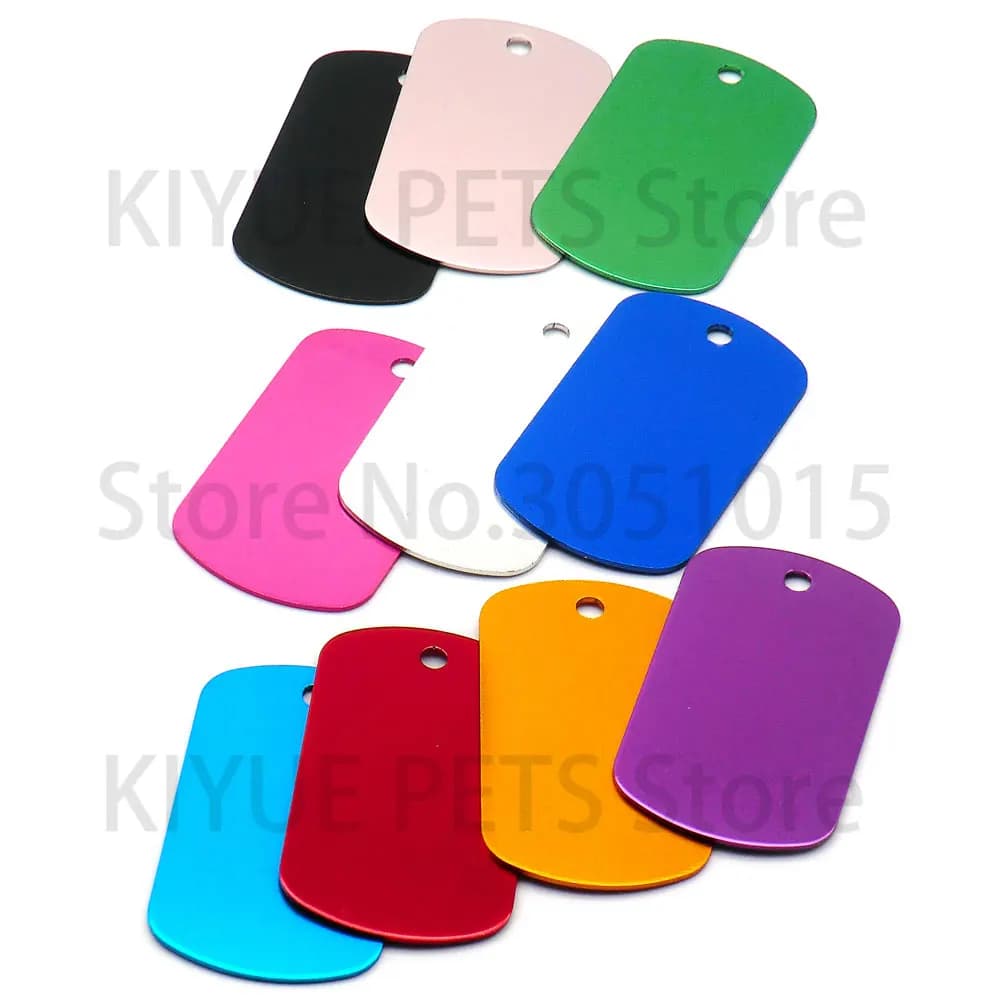 Vente en gros de 100 pièces de colliers personnalisés en aluminium pour chien, médailles militaires, plaques d'identification pour homme et chien.
