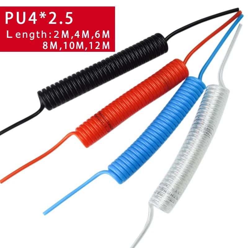 PU4 * 2.5 tuyau de compresseur d'air en polyuréthane Tube outil d'air Flexible PU0425 tuyau en spirale à ressort 2M 4M 6M 8M 10M 12M