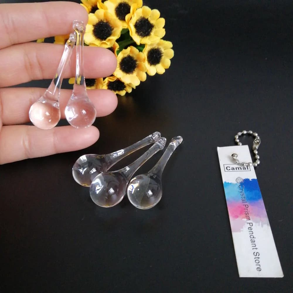 Camal – lustre en cristal transparent avec gouttes de pluie, 5 pièces, 55mm/2.16 pouces, prismes suspendus, partie d'éclairage, décoration de fête, rideau de maison
