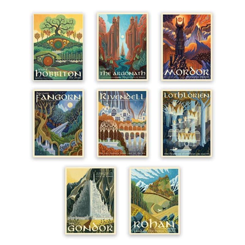 Tolkien – toile d'art mural, peinture de paysage de la terre du milieu, affiches et imprimés LOTR, images murales, cadeau de voyage, décoration de maison pour salon
