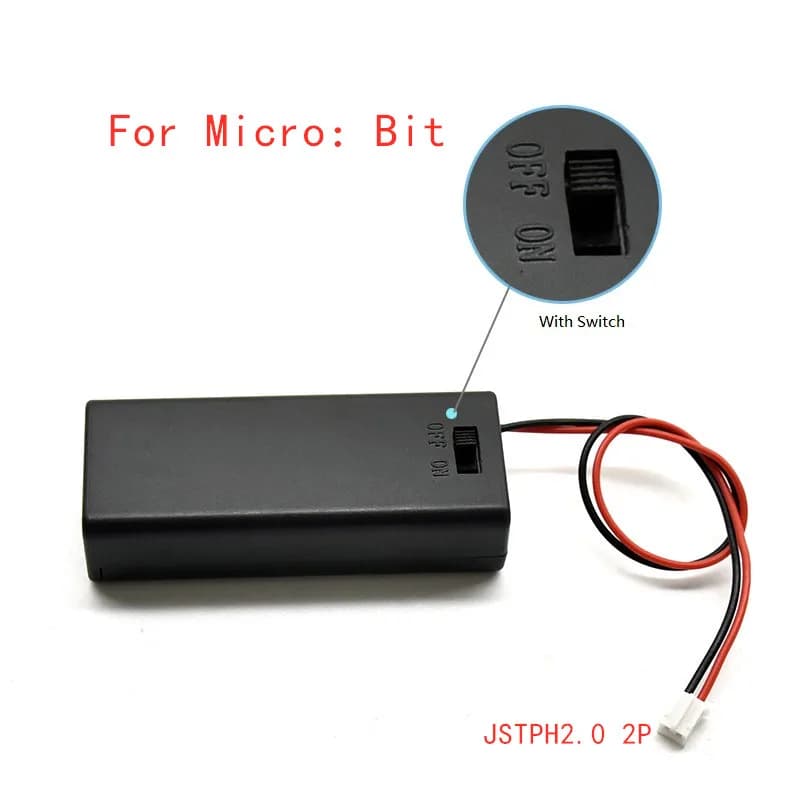 Coque de protection pour support de batterie Micro Bit avec interrupteur + connecteur JST PH2.0 2P pour outil éducatif Micro:bit