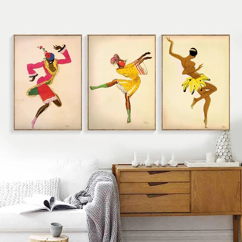Peinture sur toile de danseuse de Josephine Baker, décor artistique Paul Colin, âge de Jazz, afro-américain, français, Paris, femme, affiches et imprimés, 1927