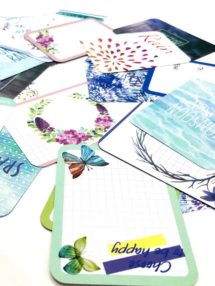 Creative Path Purple Rain – Petites cartes en carton pour scrapbooking, cartes décoratives double face pour journal, embellissements pour loisirs créatifs