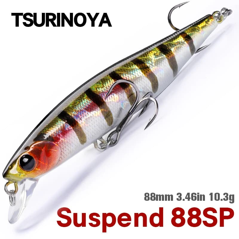 Leurre de pêche artificiel TSURINOYA Suspending Minnow 88mm 10.3g 88SP DW76 pour lancer longue distance, pour brochet et black-bass, Jerkbait, matériel de pêche, leurre dur