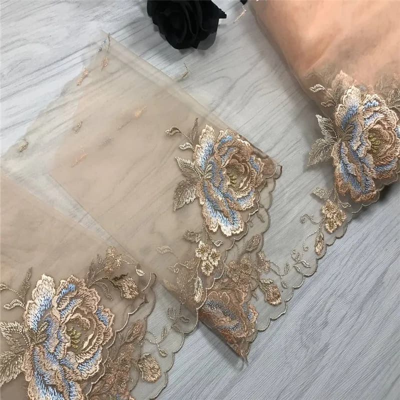 Tissu en dentelle brodée, maille, artisanat, deux tons, ruban floral, garniture en dentelle pour lingerie, soutien-gorge, couture, bricolage, robe beurre pour patients