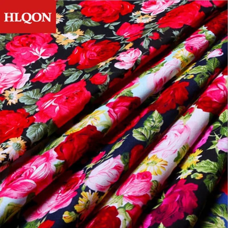Tissu 100% coton de haute qualité 100x150cm, étoffe imprimée satin rose pivoine utilisée pour la confection de robes matelassées, vêtements pour femmes, jupe et chapeau