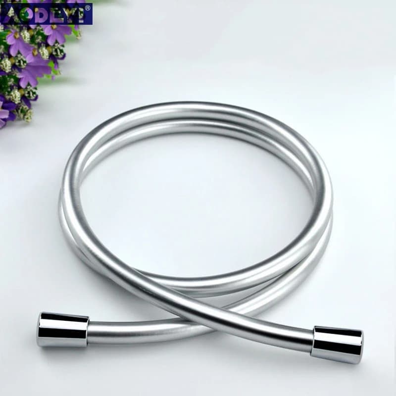 Tuyau de douche lisse haute pression en PVC, argent et noir, pour salle de bains, pomme à main, plomberie Flexible, Anti-enroulement GI/2 universel