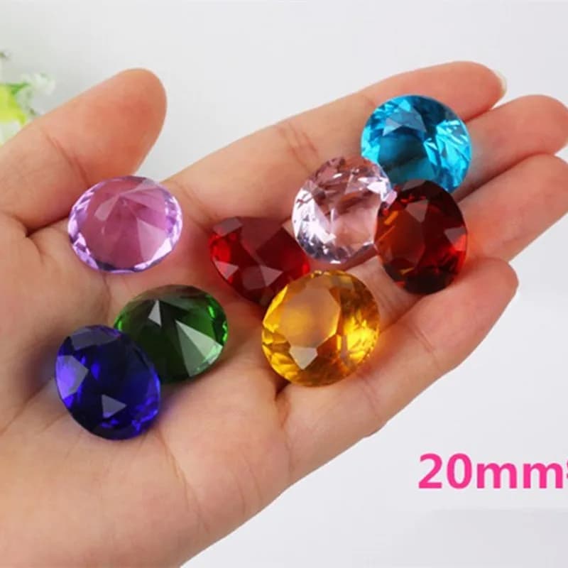 Turnfu-Grand diamant en cristal pour la décoration de la maison, ornements de fête, cadeaux de Noël, couleurs romantiques, verre, 20mm