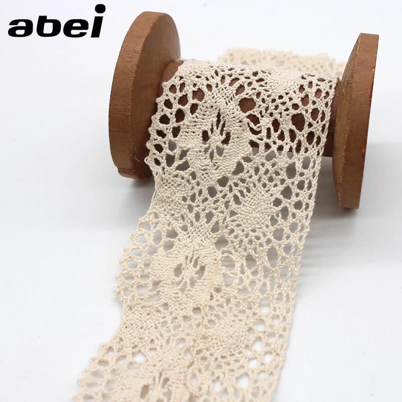 Ruban en dentelle de coton beige, 8.5cm de large, 2yards/lot, garnitures en dentelle beige, artisanat de scrapbooking de mariage bricolage, patchwork fait à la main, ornements de gril