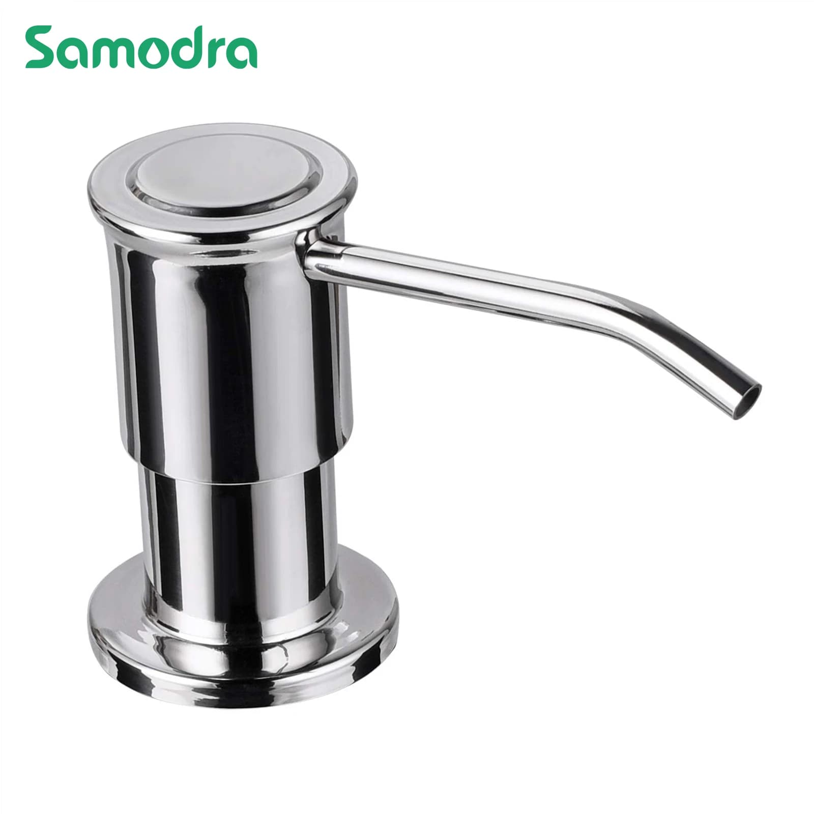 Distributeurs de savon liquide Samodra avec bouteille de 500ml, pompe en acier inoxydable pour évier de cuisine, distributeur de savon chromé/Nickel intégré