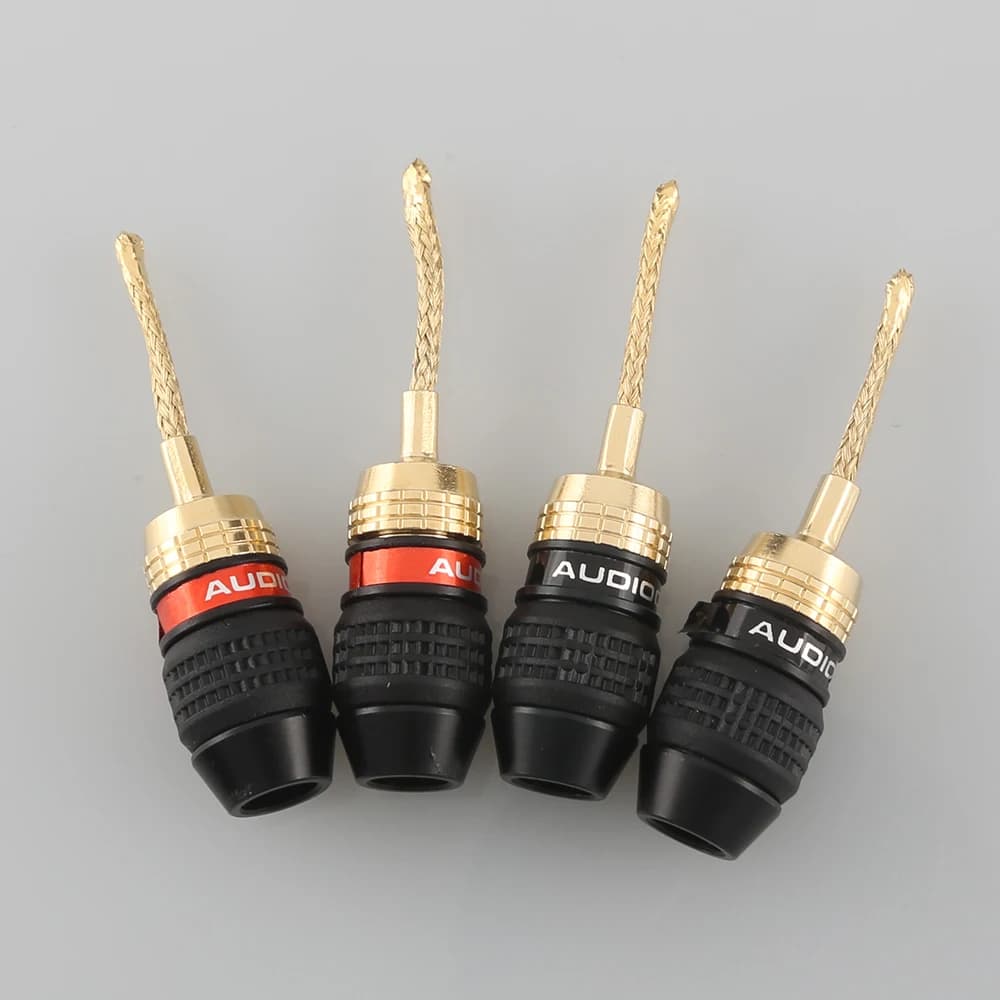 8XAudiocrast-B836G, Fil de Cuivre à Broches de 2mm, Gels Tressés, Connecteur de Câble pour Haut-Parleur HIFI