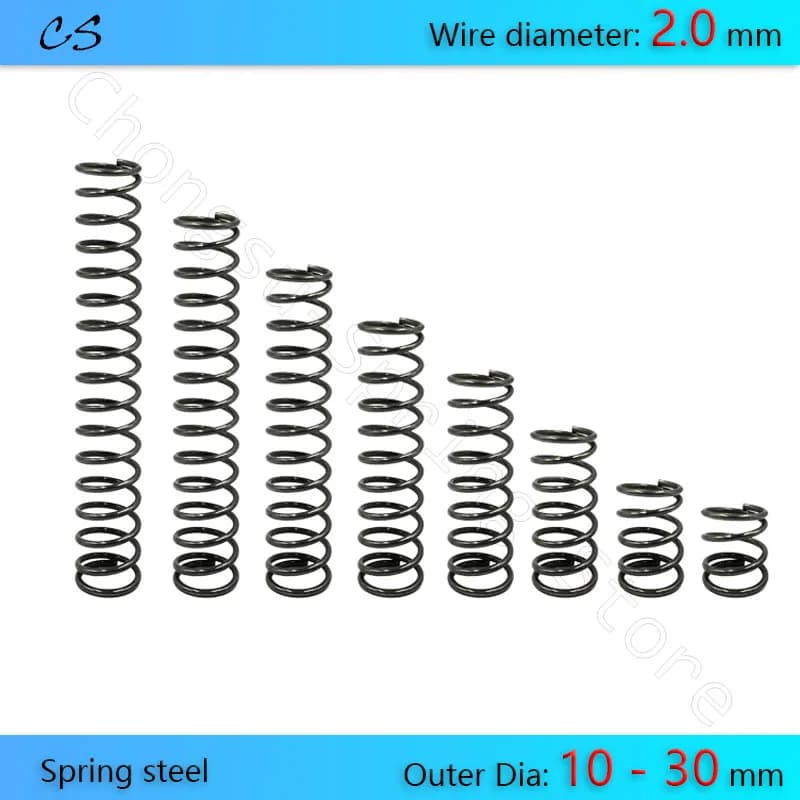 5 pièces 2.0mm ressorts de Compression fil de ressort de pression Dia 2.0mm diamètre extérieur 12 13 14 15 16 17 18 19 20 - 30mm longueur 15 - 100mm