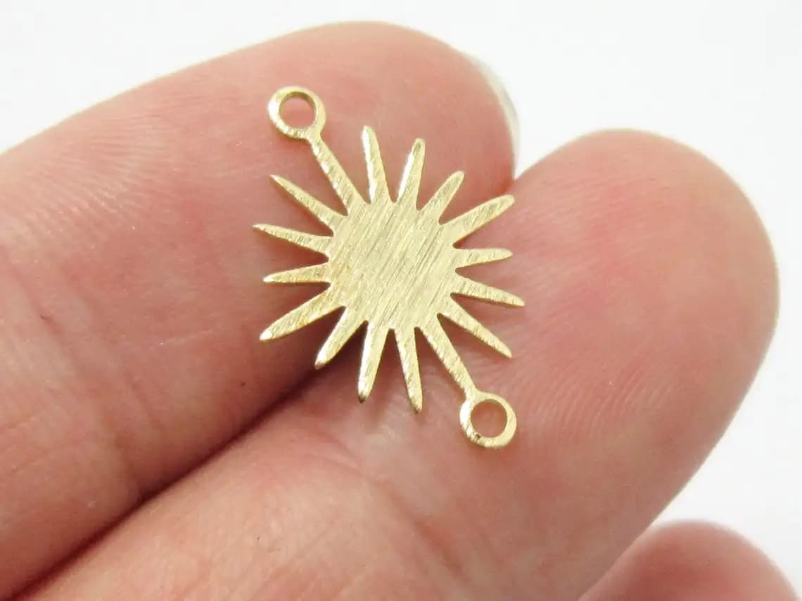 50 connecteurs texturés en forme de soleil, breloques tournesol pour boucles d'oreilles, laiton brut, composants pour boucles d'oreilles, 18x13mm, fournitures de bijouterie -R1342