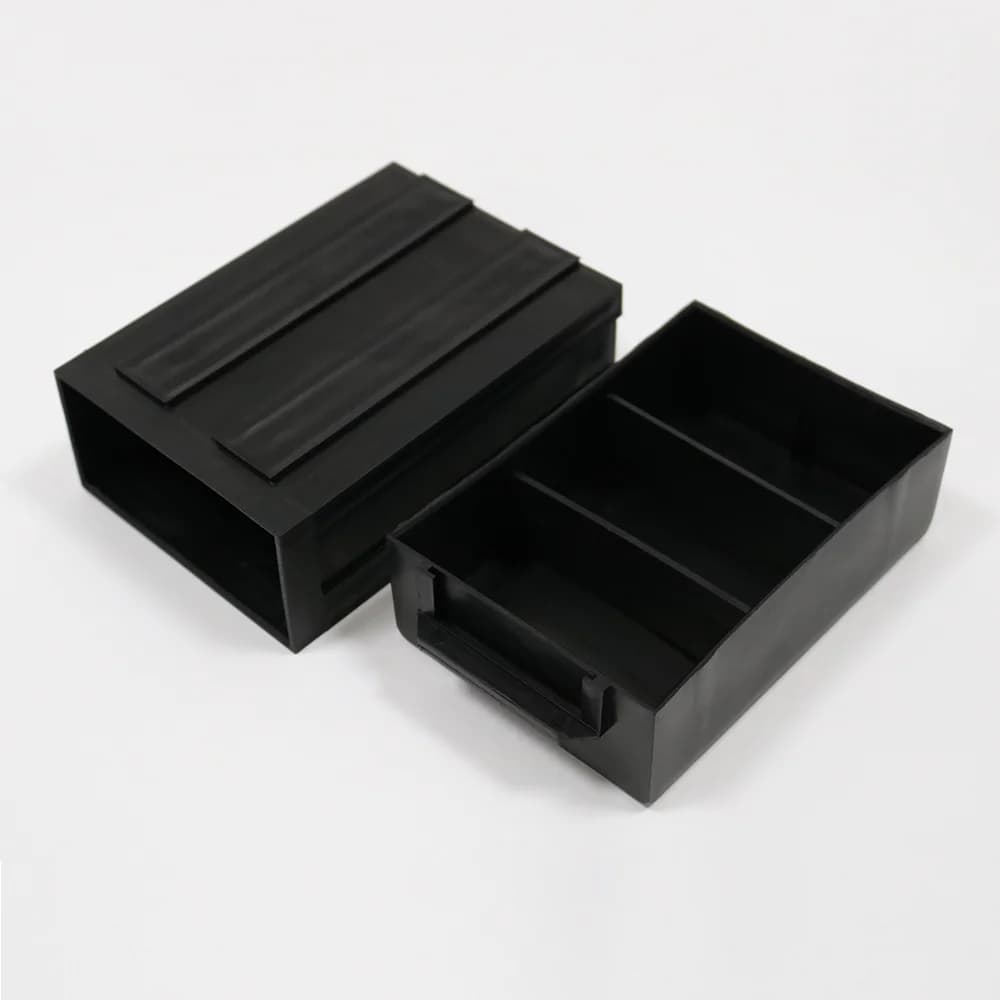 Boîtes à tiroirs Q-DB1 ESD 138x92x48mm, organisez des bacs en plastique noir de stockage conducteur antistatique SMD IC