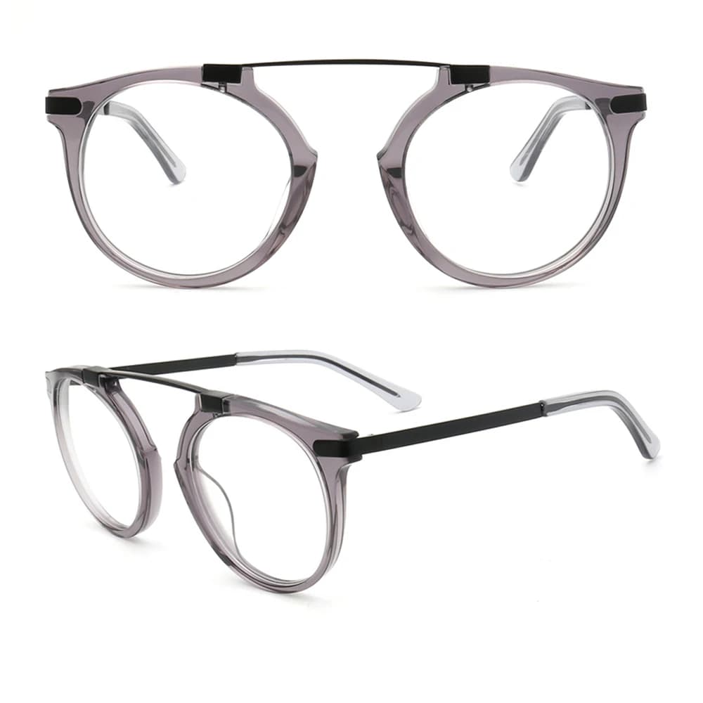 Hommes monture de lunettes ronde femmes montures de lunettes optiques Transparent gris clair métal lunettes de Prescription rétro Vintage lunettes