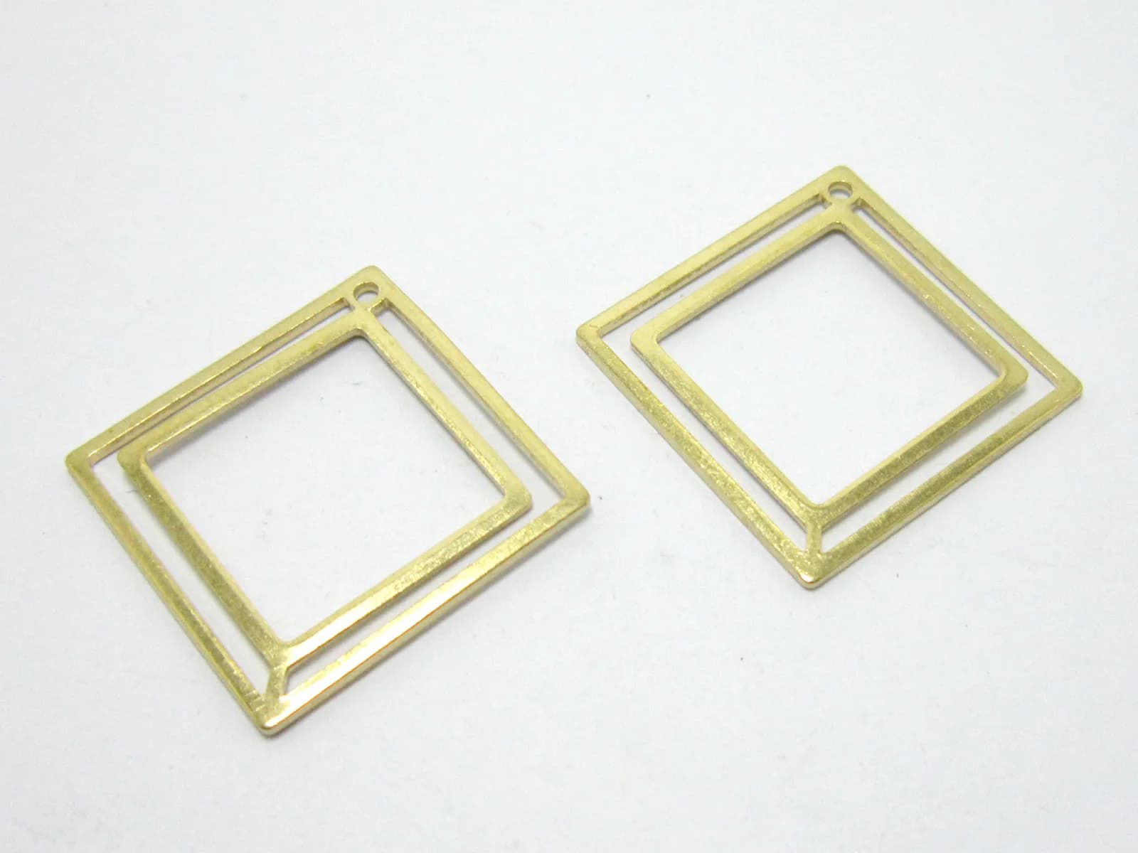 20 breloques carrées doubles, apprêts géométriques pour boucles d'oreilles, fabrication de pompons, laiton brut, 28,5x0,8mm, fournitures de bijouterie -R1235