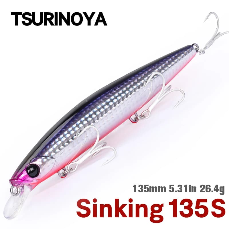 TSURINOYA 135mm 26.4g Ultra longue coulée 135S eau salée coulant vairon bayonet Tungaten poids leurre de pêche bar appât dur
