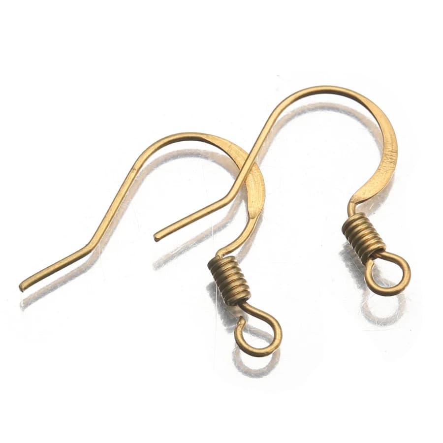 Filets d'oreille à crochet français, bobine en laiton, connecteurs d'hameçon aplatis, hypoallergéniques pour bricolage, boucles d'oreilles, fabrication de bijoux, 100 pièces/lot
