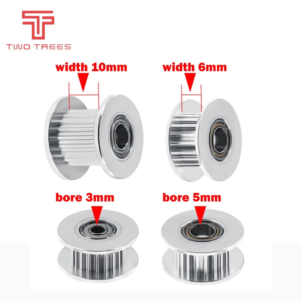 Poulie de distribution synchrone passive type GT2 en aluminium à 16/20 dents pour imprimante 3D, poulie de guidage large 6mm/10mm