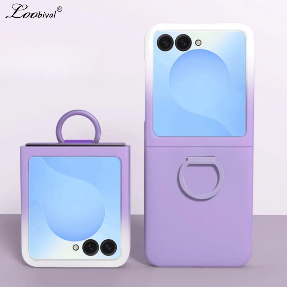 Ring Holder Candy Color Collision Case For Samsung Galaxy Z Flip 7 6 5 Zflip Flip7 Matte Gradient Shockproof Ultra Slim