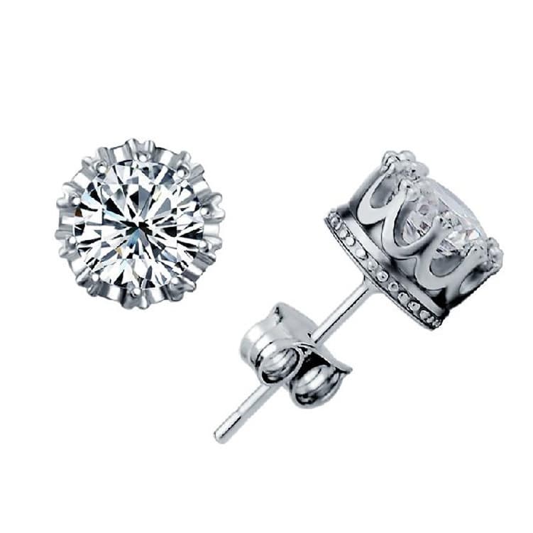 Factory Direct Wholesale 925 Sterling Silver Crown Men's Trendy Women's Korean Style Earrings Hot Item