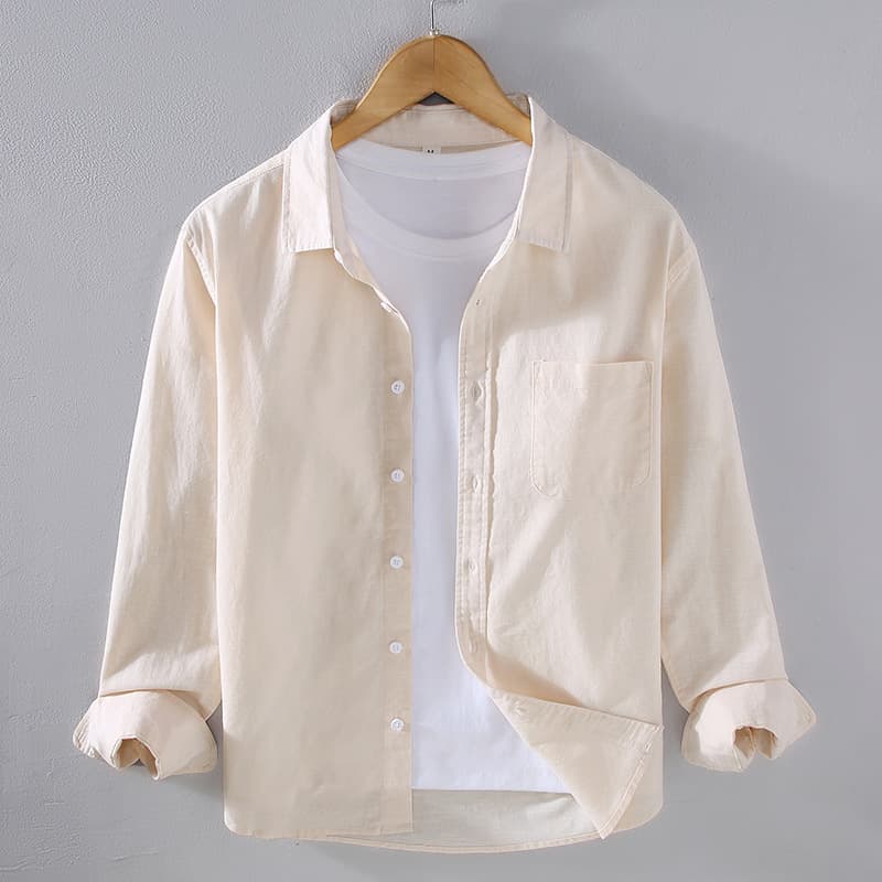 Spring And Summer New Retro Cotton And Linen Long Sleeved Shirts For Men's Linen Shirts, Business And Leisure Linen Shirts