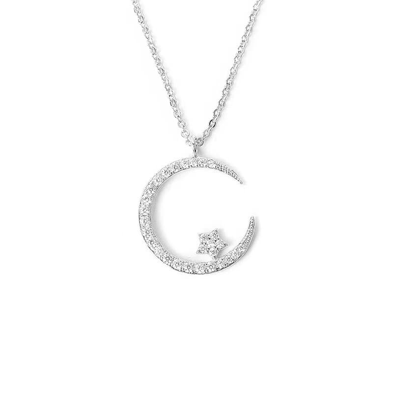 Collier pendentif étoile lune élégant pour femme, chaîne de clavicule brillante et exquise, design de niche, cadeau luxueux pour